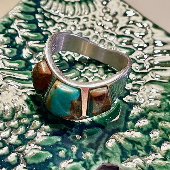 Turquoise and Brown Stone Ring - Picture 2 of 9